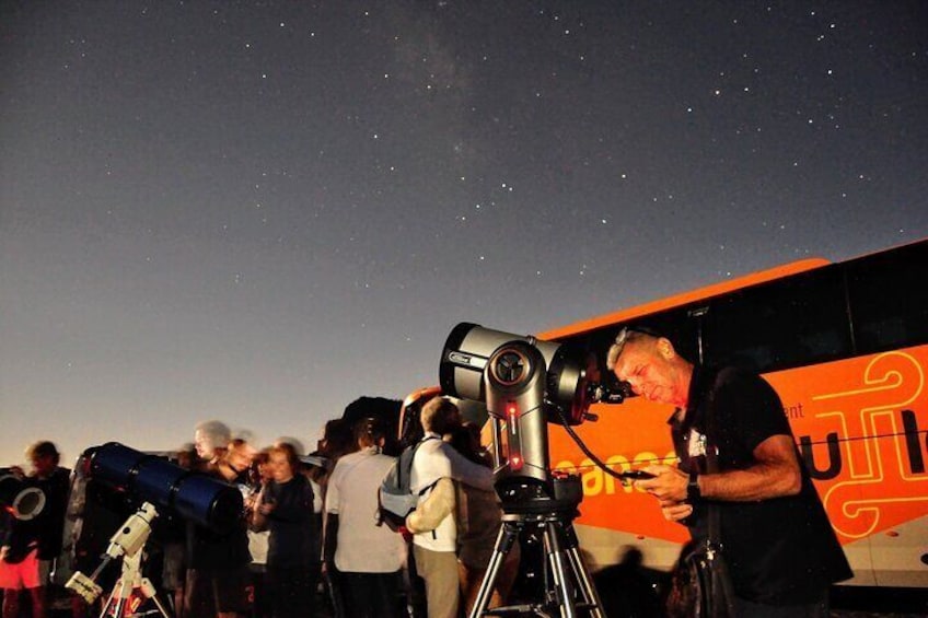 A guide aligning one of our 4 telescopes!