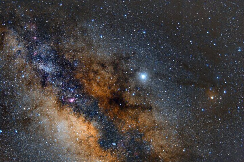 Stacked Milky Way shot. Photos can bring out the colour your eyes can't see!