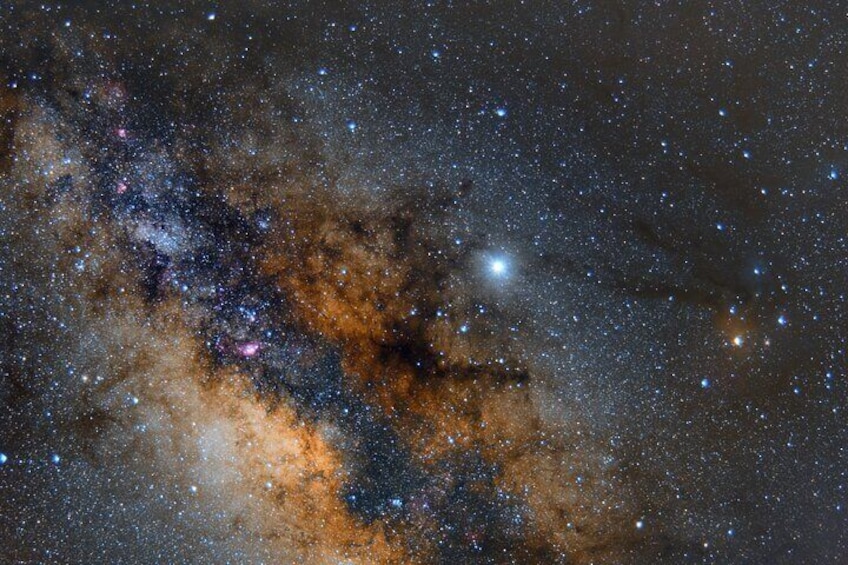Stacked Milky Way shot. Photos can bring out the colour your eyes can't see!