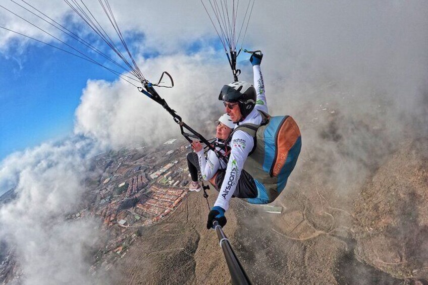 BRONZE tandem paragliding flight in South Tenerife, free pick up