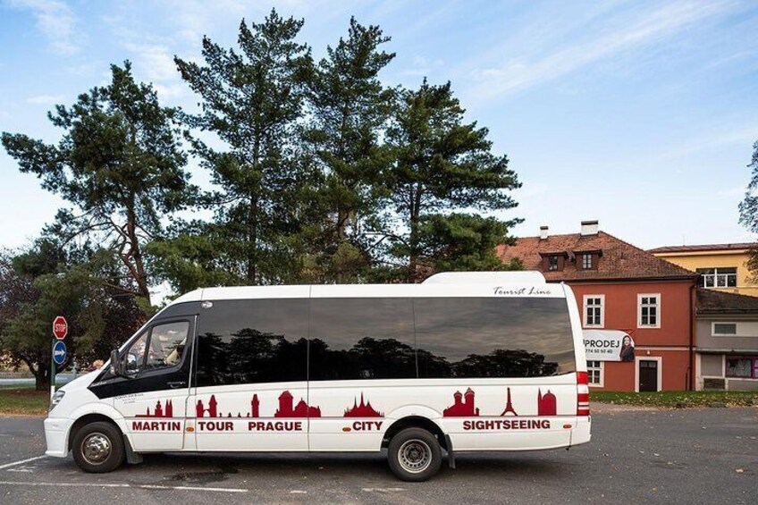 A van used for transportation on the tour.