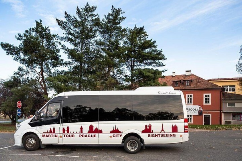 A van used for transportation on the tour.
