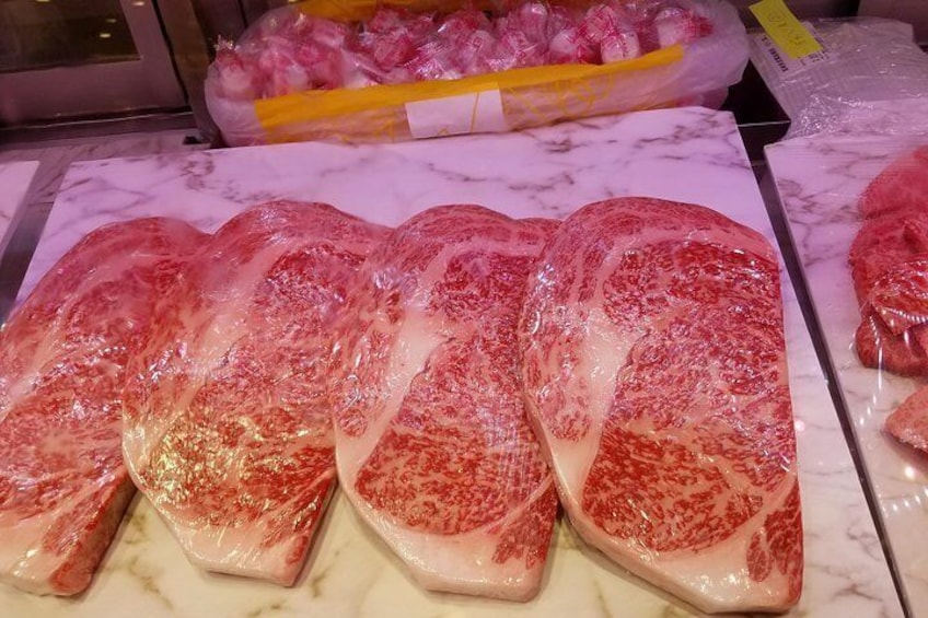 The famous, well-marbled Japanese beef.