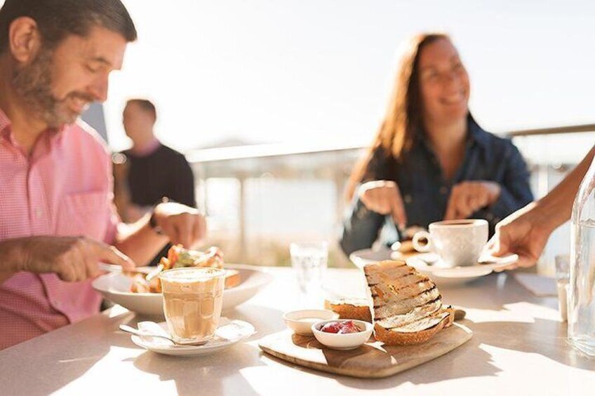Dine on one of our two sunshine filled decks or inside our lake front cafe
