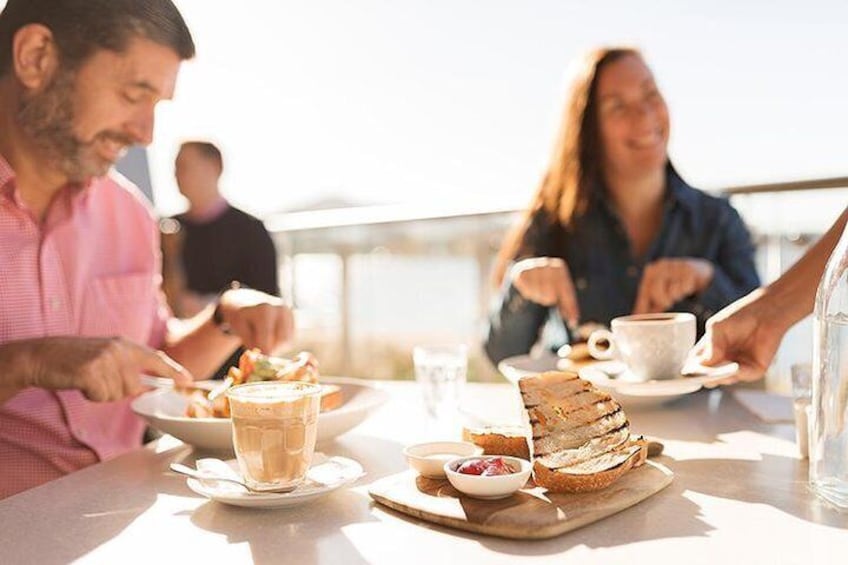 Dine on one of our two sunshine filled decks or inside our lake front cafe
