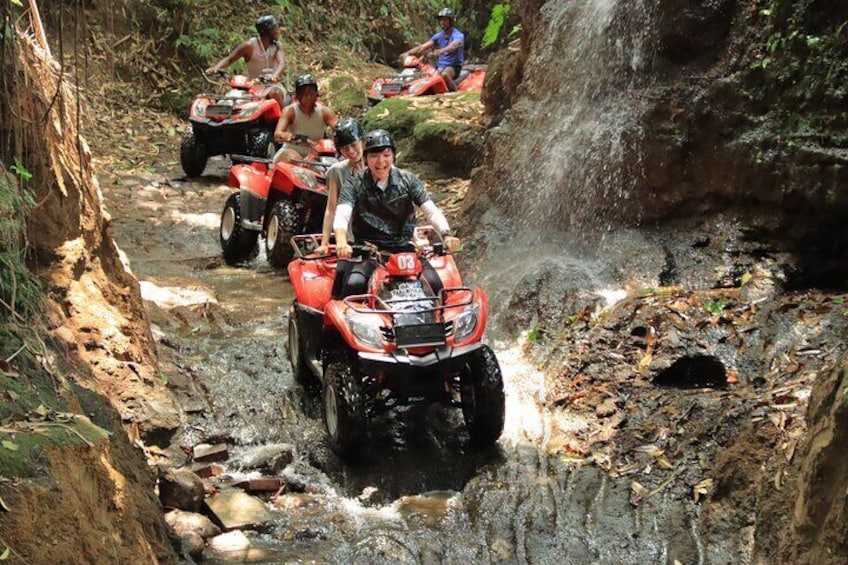 Bali Quad bike ATV passing through Waterfall, Cave & Rice fields