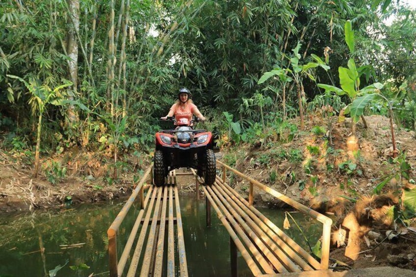 Bali Quad bike ATV passing through Waterfall, Cave & Rice fields