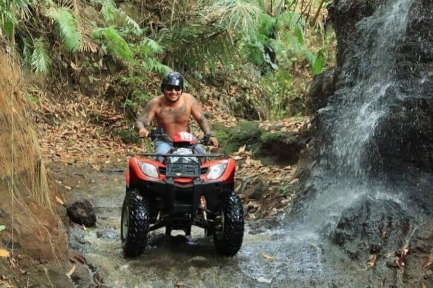 Bali Quad bike ATV passing through Waterfall, Cave & Rice fields
