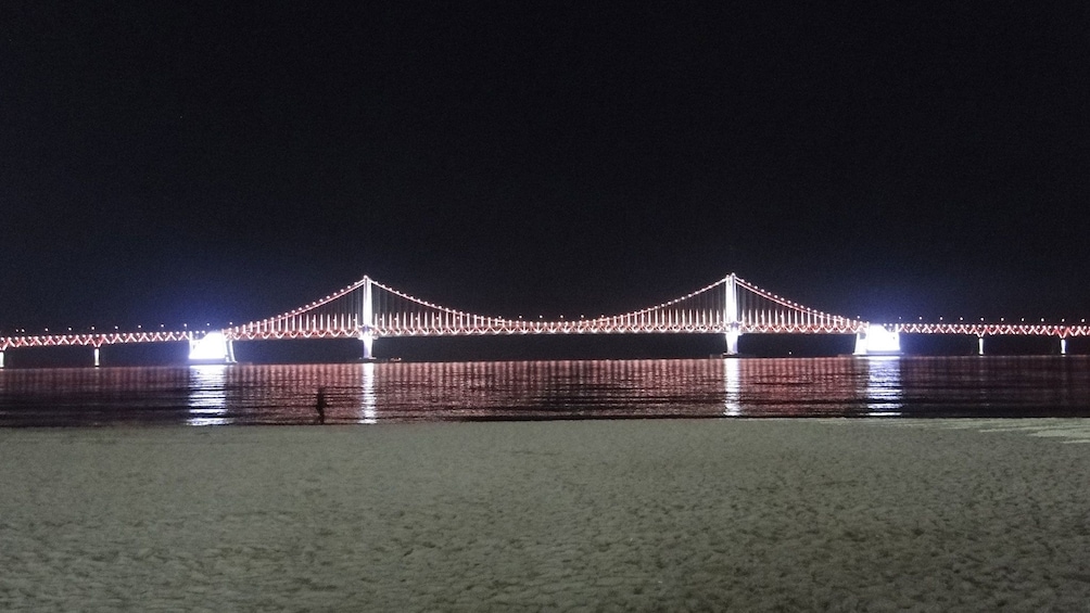 Stunning view of Gwangan Bridge at night in Busan