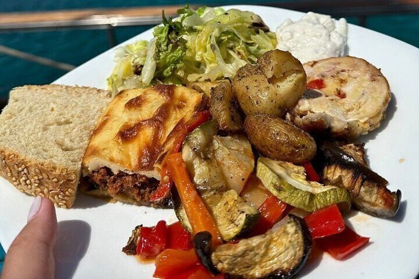 Local Mediterranean style buffet cooked on board 