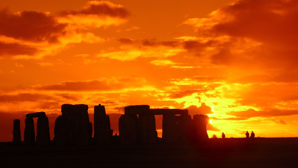 sunset behind Stonehenge in London