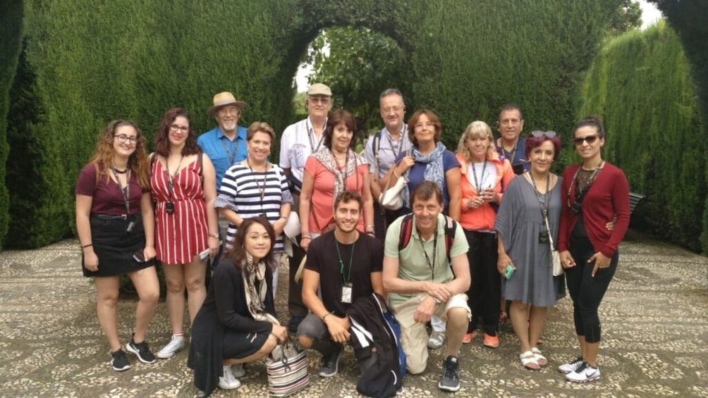 Tour group at Alhambra Palace in Granada, Spain