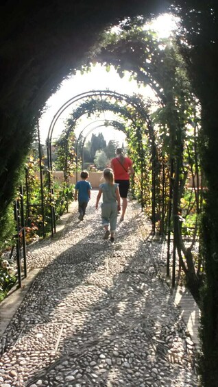Path covered in vegetation on the grounds of Alhambra Palace