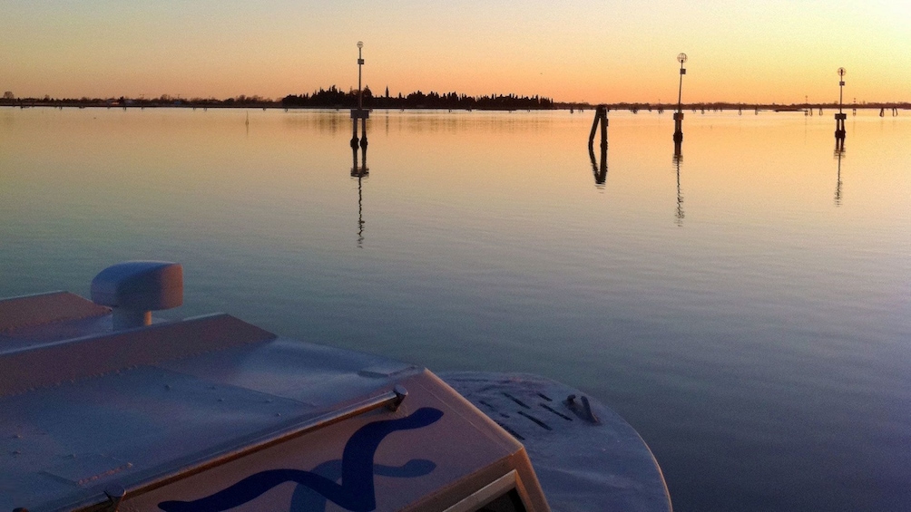 Sunset on the water in Venice Italy