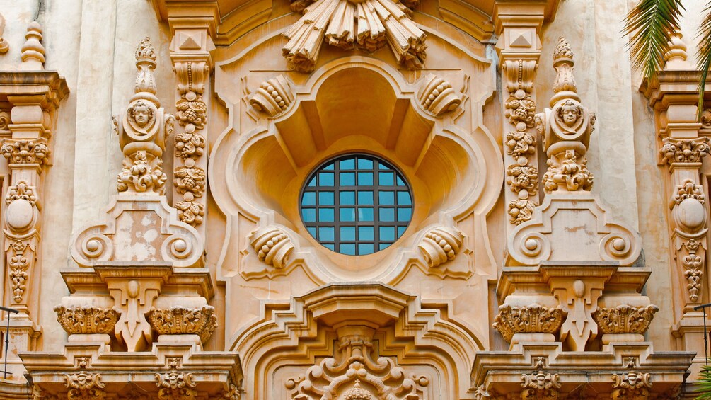 Ornate building architecture at Balboa Park in San Diego California