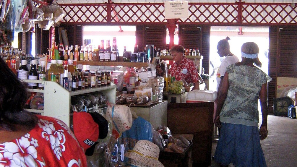 View from inside a local market at the St. George's marketplace in Grenada 