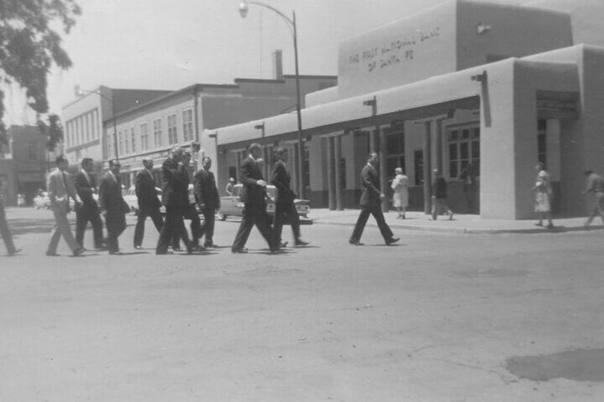 Today, November 22nd, marks the 60th anniversary of the assassination of President John F. Kennedy. Here's a picture of Kennedy (second right) campaigning on the Santa Plaza in 1960.