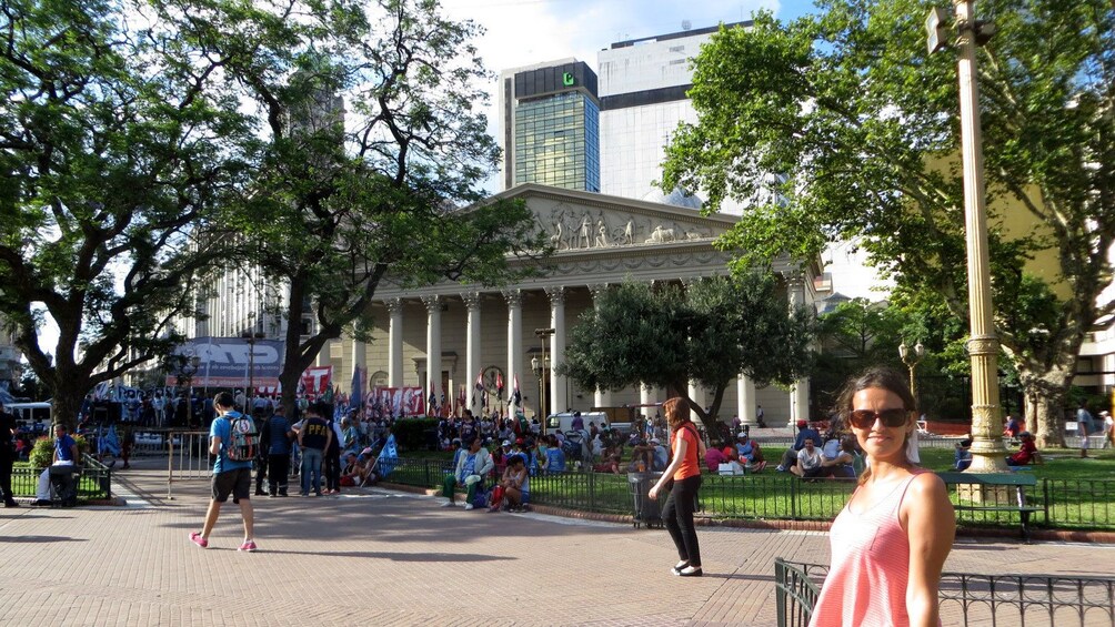 White pillared building and park in Buenos Aires