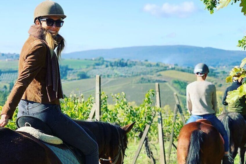 Horseback ride, lunch, Winery visit, wine tasting, visit S.Gimignano & more