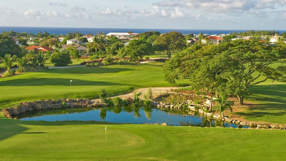 Golf course aerial view in barbados