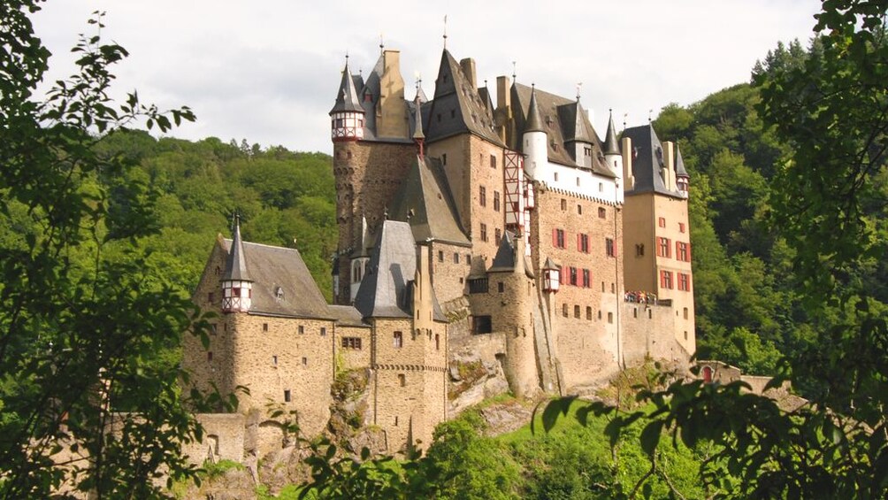 Exterior view of castle taken from afar.