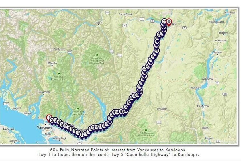 Smartphone Audio Driving Tour between Kamloops and Vancouver
