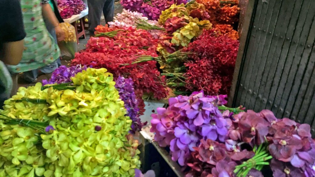 Vibrant flowers at the market in Bangkok