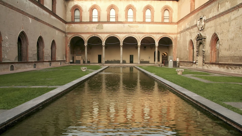 View of the pool at the Sforza Castle