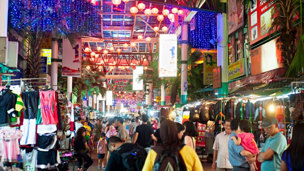 Crowded shopping district in Kuala Lumpur