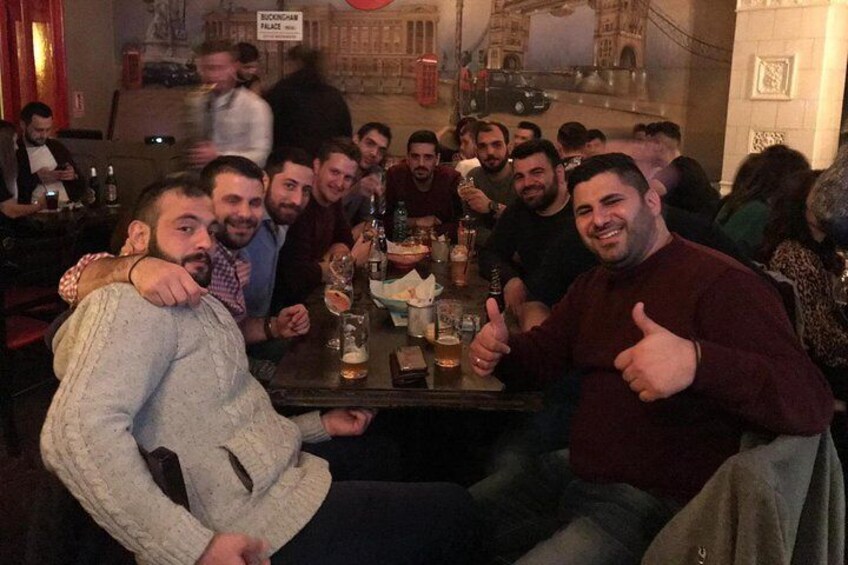 Having drinks with new friends!