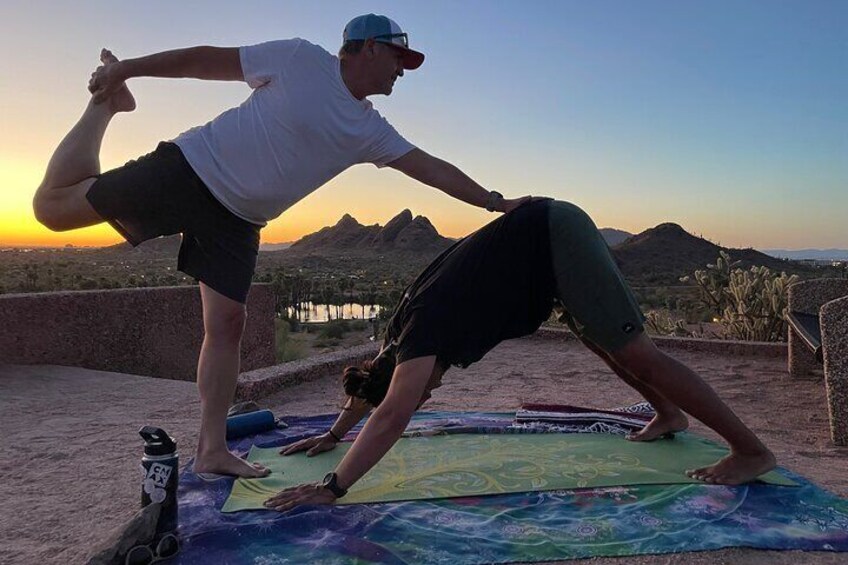 Partner yoga can be for friends too! Come have fun !