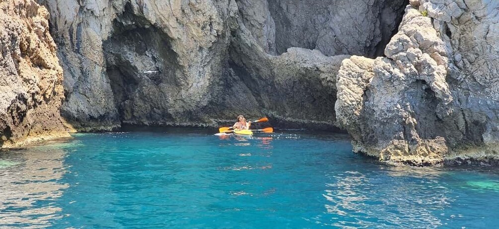 Picture 1 for Activity Taormina: Kayak Coastal Tour to Isola Bella and Blue Grotto