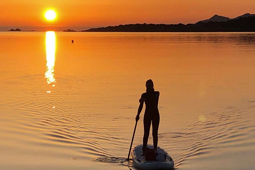 Picture 2 for Activity Sardegna: SUP Paddleboard Tour Sunrise with Lesson & Snacks