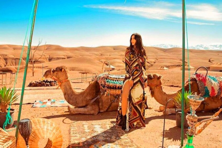 Picture 1 for Activity Marrakech: Agafay Desert Camp Lunch with Camel Ride and Pool