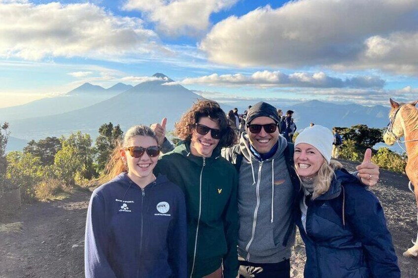 A group of friends exploring Pacaya volcano 