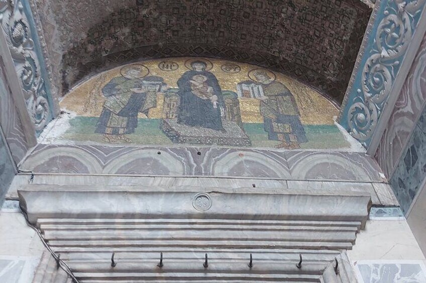 Mozaik of emperor justinianus and emperor Constantine
