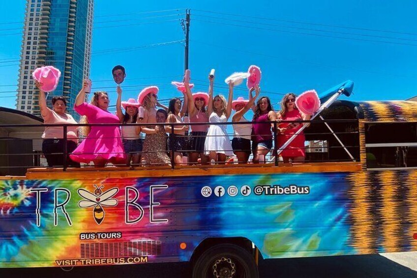 Austin Murals & Mimosas Roofless BYOB Party Bus Tour + FREE Photoshoot (20 Max)