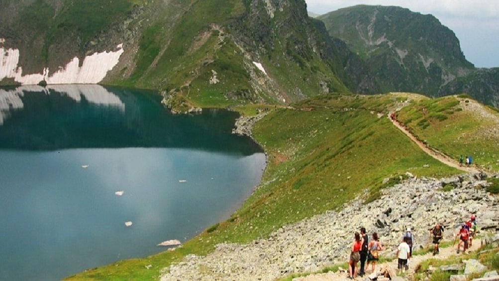 Group walking around The Seven Rila Lakes