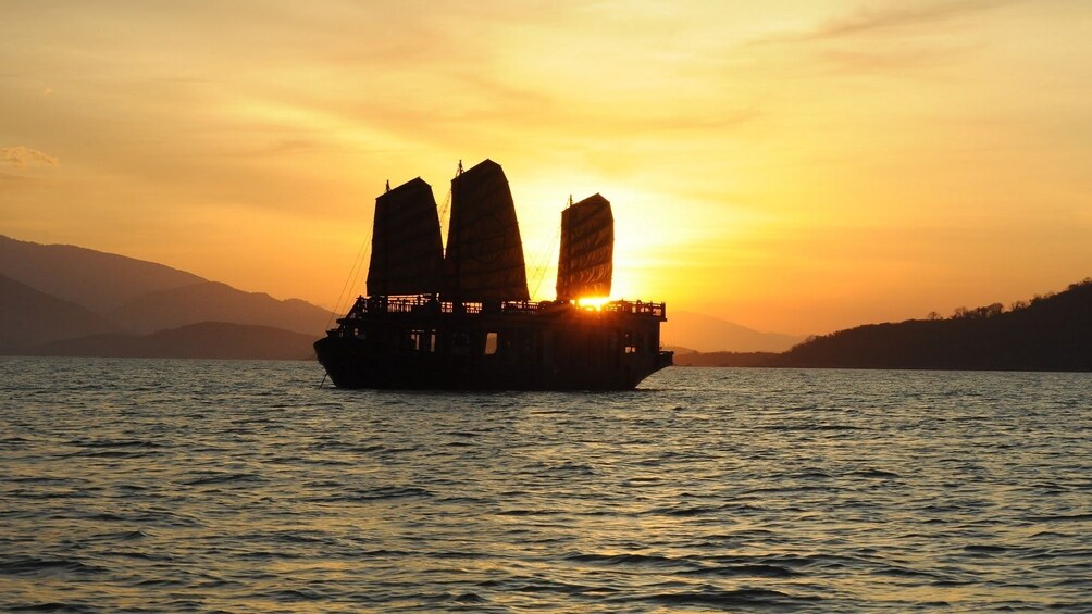Boat on Nha Trang Bay at sunset