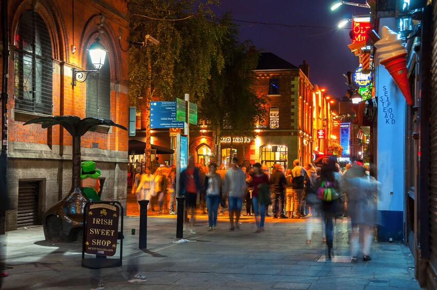 Time lapse image of Dublin street at night