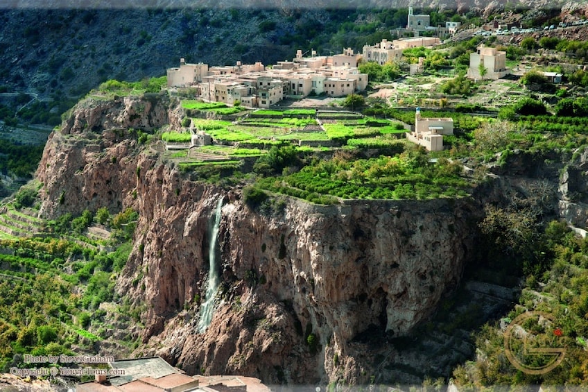 green terraced gardens surrounding the village of Jebel Akhdar