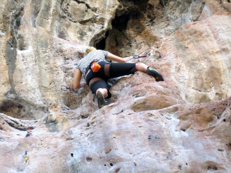Woman on a Rock Climbing Course at Railay Beach