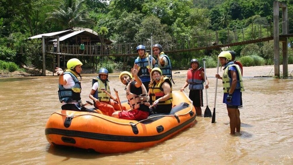Group getting ready to whitewater raft on the Mae Taeng River