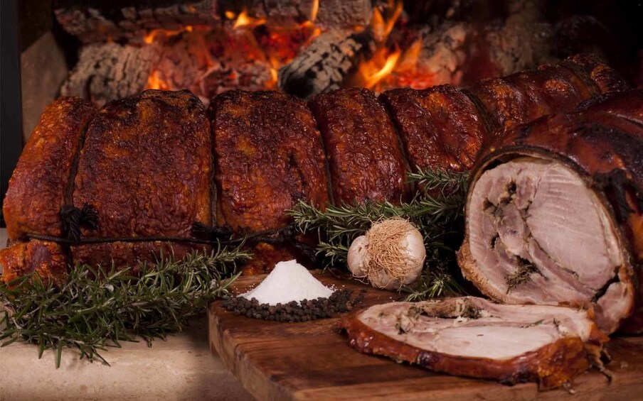 Barbecue pork on cutting board