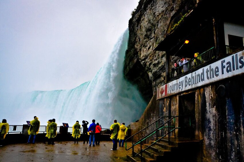 Tourists on observation deck at Niagara Falls
