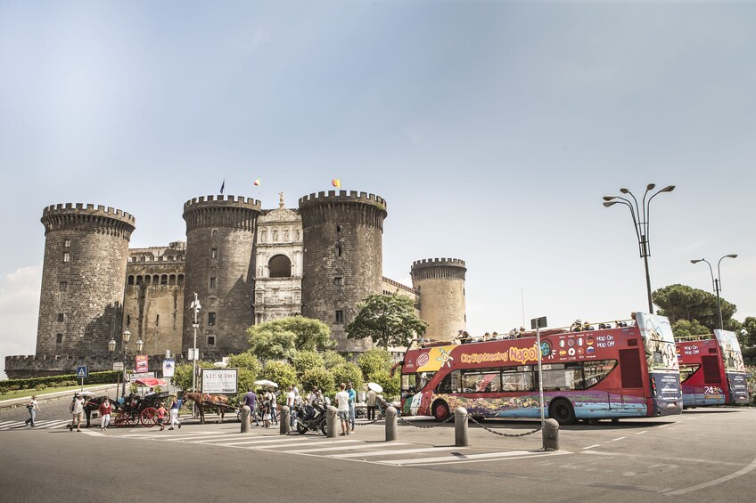 Landscape view of the Castel Nuovo Medieval castle in Naples