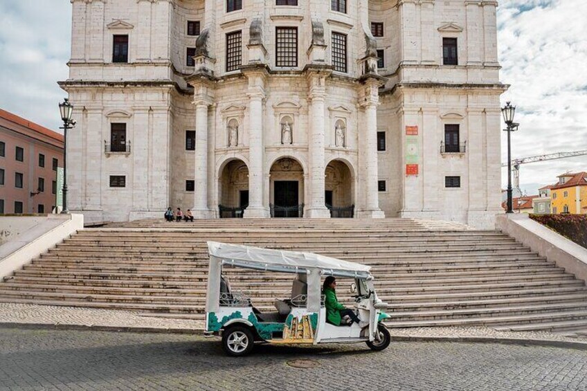 Tuk tuk guided tour in Lisbon. National Pantheon stop.