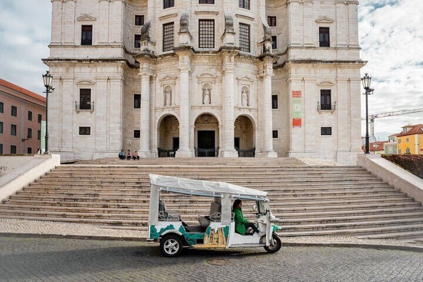 Tuk tuk guided tour in Lisbon. National Pantheon stop.