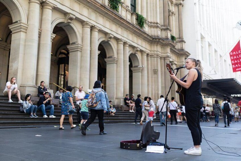 Listen to an interview with a Melbourne busker. 