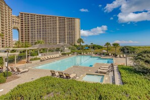 Resort Amenities | Outdoor Pool | Boardwalk w/ Beach Access